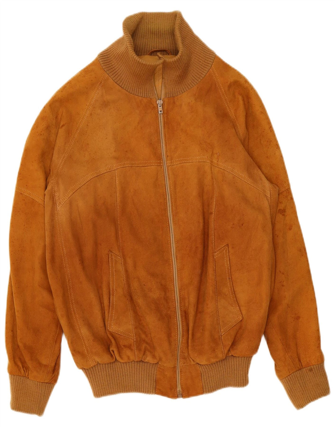 Vintage hombres ante bomber chaqueta IT 50 cuero beige grande