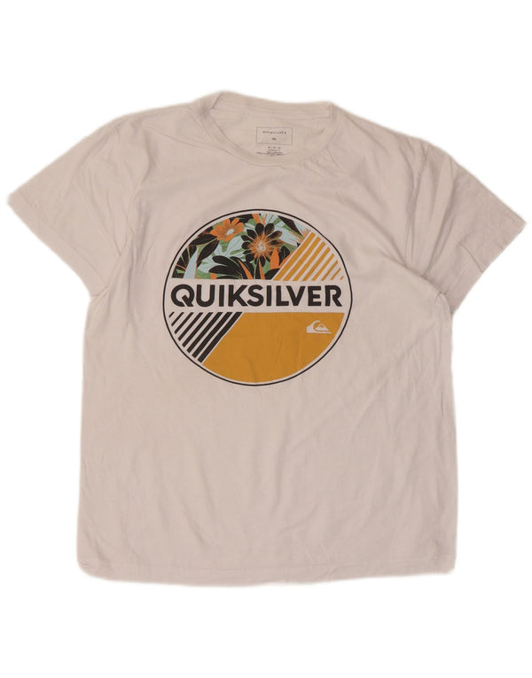 Quiksilver Camiseta con gráfico de ajuste regular para mujer UK 44 Algodón blanco mediano