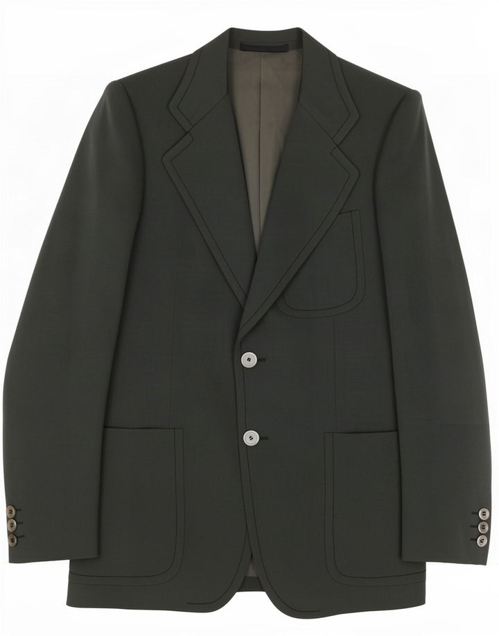 Chaqueta tipo blazer de 2 botones para hombre Marzotto IT 48 Lana virgen verde medio