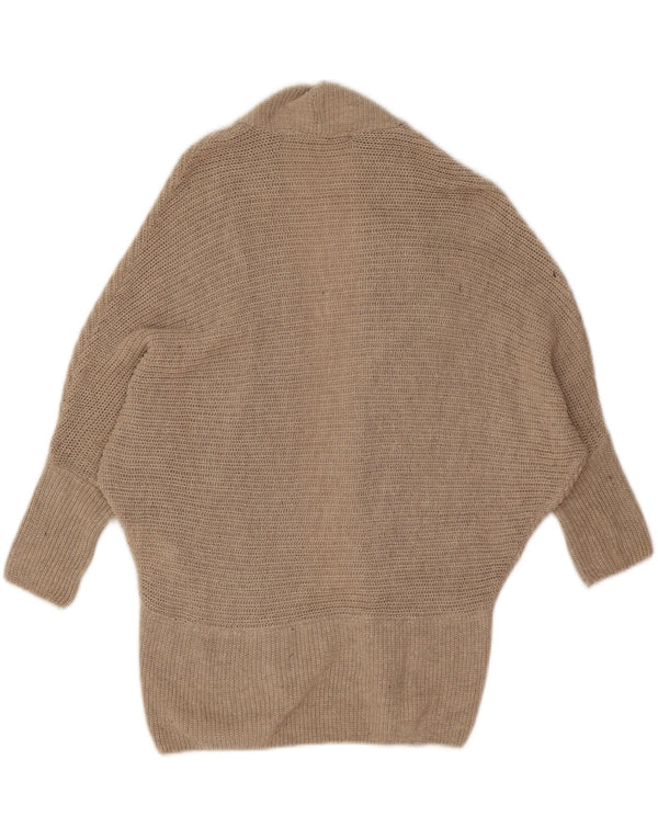 Zara Mujer Batwing Open Cardigan Suéter UK 10 Small Beige Algodón