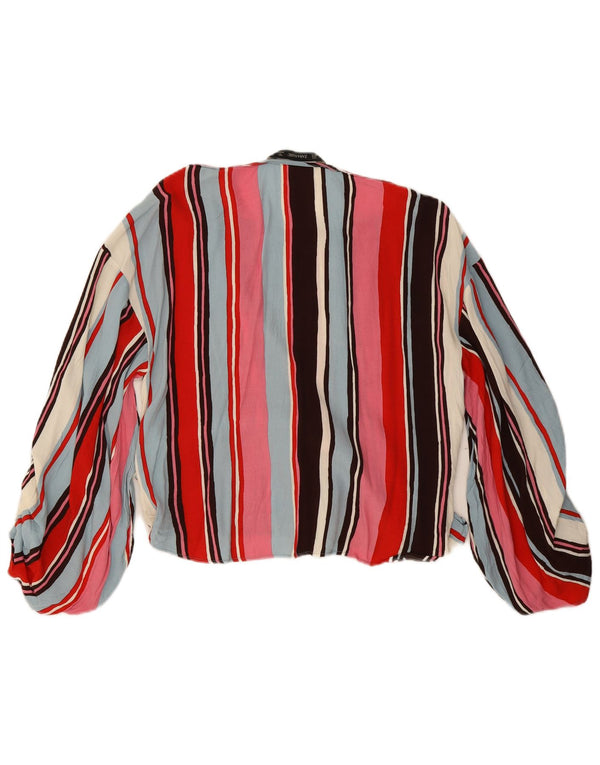 Zara Blusa corta de manga larga para mujer UK 44 Mediana Rayas multicolores