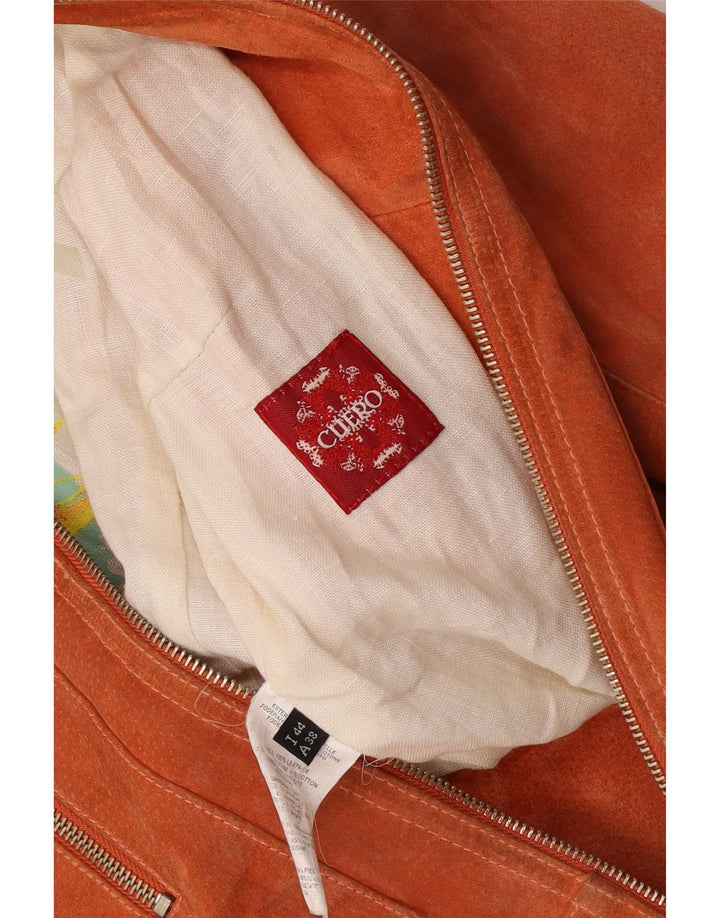 Vintage mujer crop ante chaqueta IT 44 cuero marrón medio