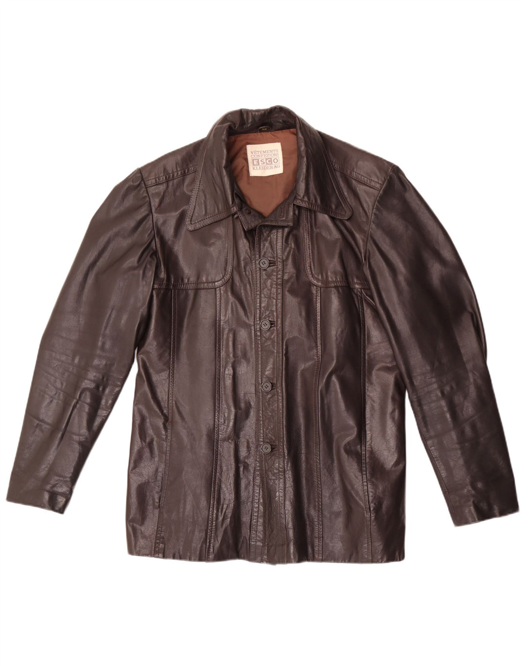 Esco Chaqueta de cuero para hombre EU 52 XL Cuero marrón