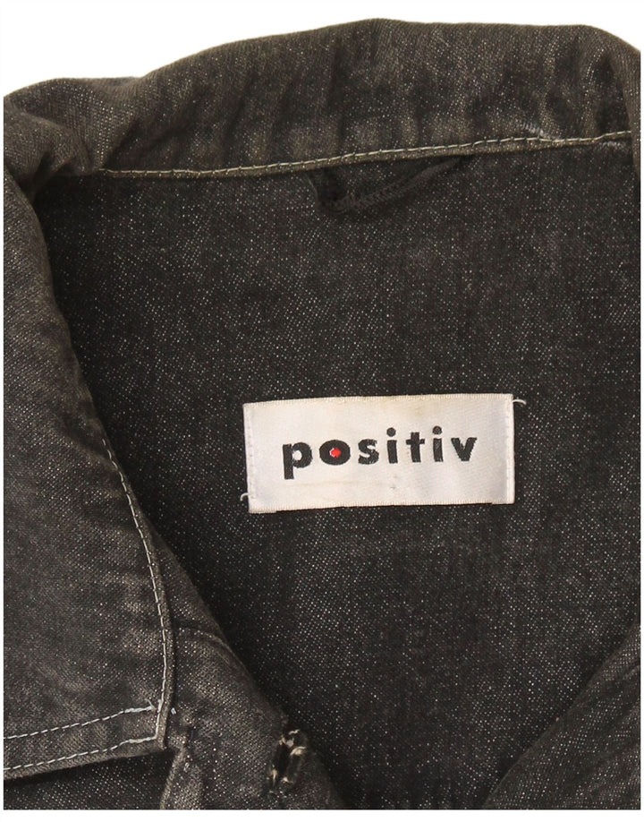 Vintage mujer crop denim chaqueta Reino Unido 12 bloque de color gris medio