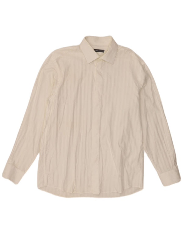 Camisa Rodrigo para hombre talla 42 16 1/2 grande algodón blanco a rayas