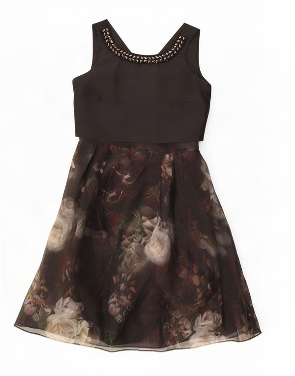 Vestido acampanado sin mangas para mujer Coast UK 42 Poliéster floral negro mediano