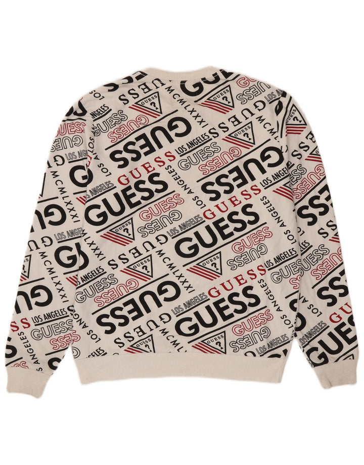 Guess Sudadera Estampada Con Estampado De Algodón Blanco Medio