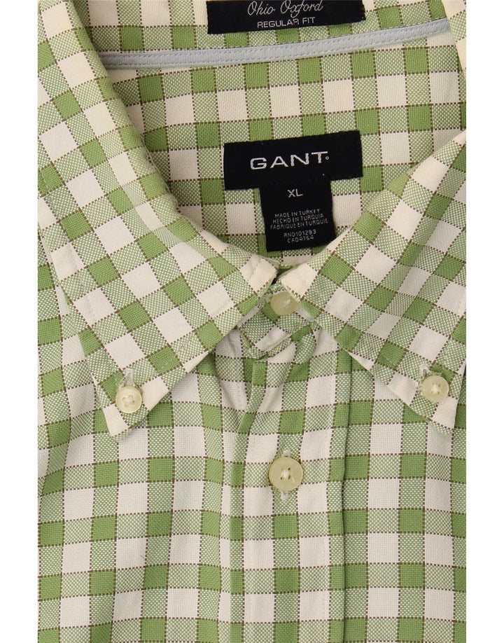 Gant Camisa Regular Fit XL De Algodón A Cuadros Verde Hombre