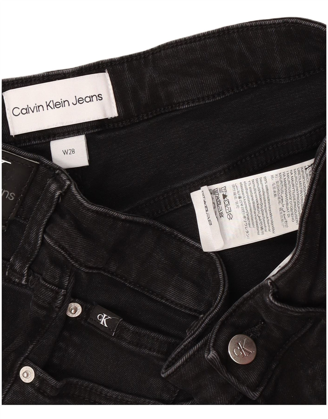 Pantalones cortos de mezclilla Calvin Klein para mujer W28 Algodón negro mediano