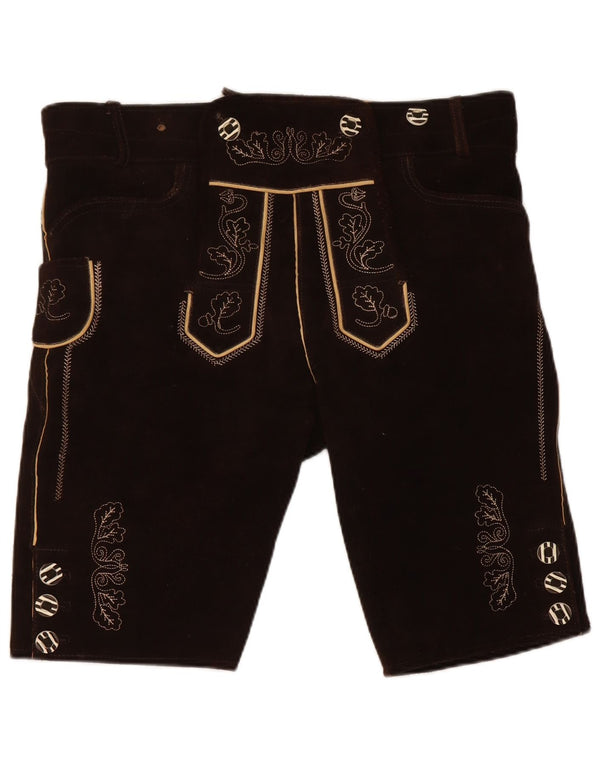 Landhaus Mens Trachten Graphic Ante Shorts Medium W36 Cuero Marrón