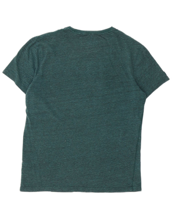 Superdry Camiseta con gráfico de hombre, talla grande, de algodón moteado en verde