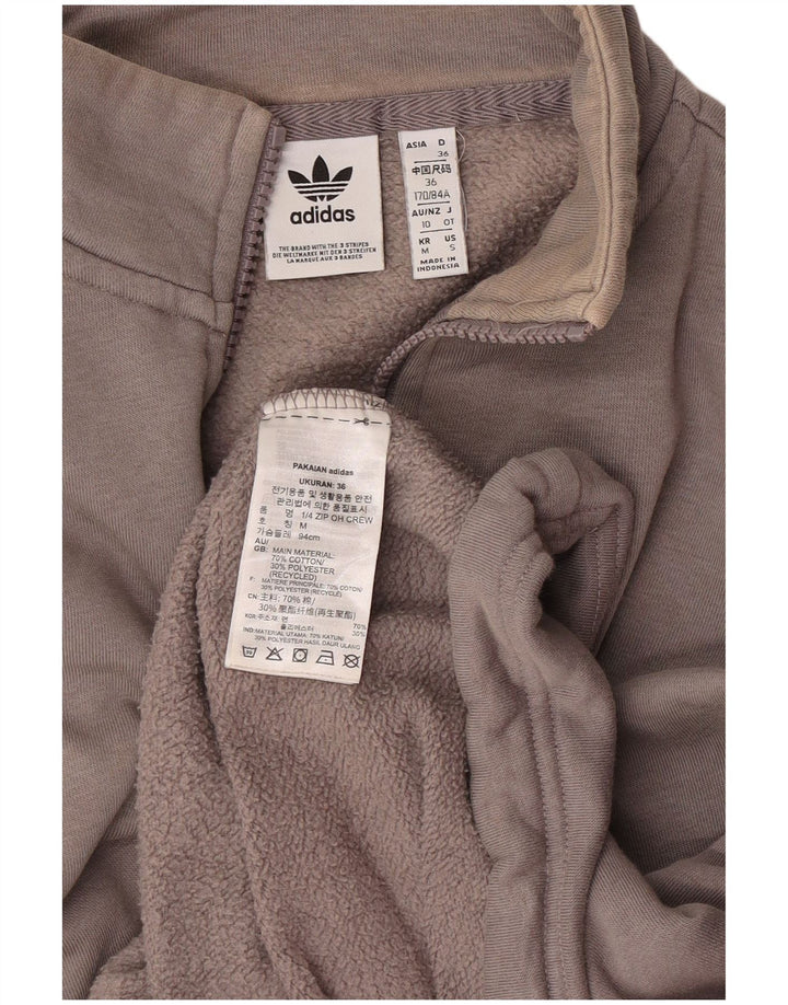 Adidas Sudadera con cuello con cremallera y gráfico extragrande para mujer EU 36 Small Grey