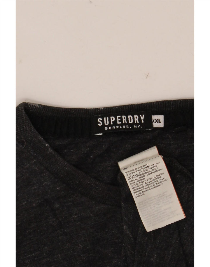 SUPERDRY Camiseta de manga larga para hombre 2XL Algodón moteado gris