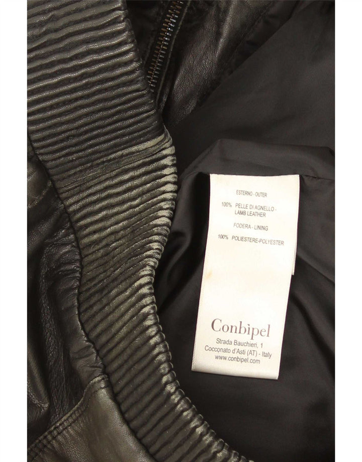 Conbipel Chaqueta Bomber De Cuero Para Mujer IT 44 Medium Cuero Negro