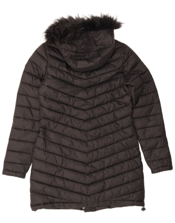 Superdry Abrigo acolchado con capucha para mujer, talla 44, nailon negro mediano