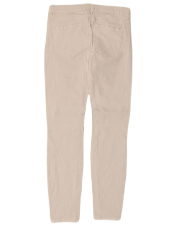 Zara Mujer Pantalones Casuales Slim EU 36 XS W26 L27 Algodón Blanco