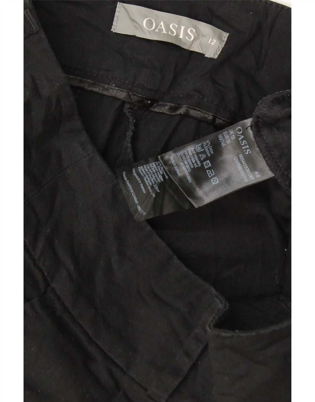 Pantalones cortos chinos Oasis para mujer UK 12 Medium W32 Algodón negro