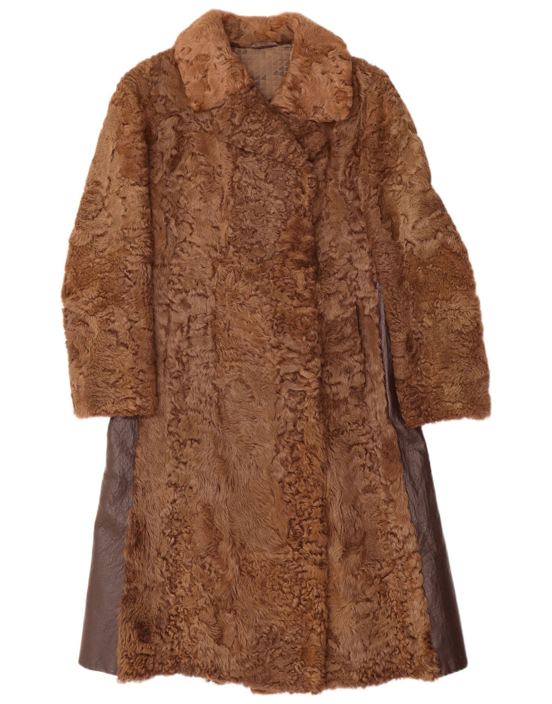 VINTAGE Abrigo de piel para mujer Reino Unido 10 Pequeño Marrón