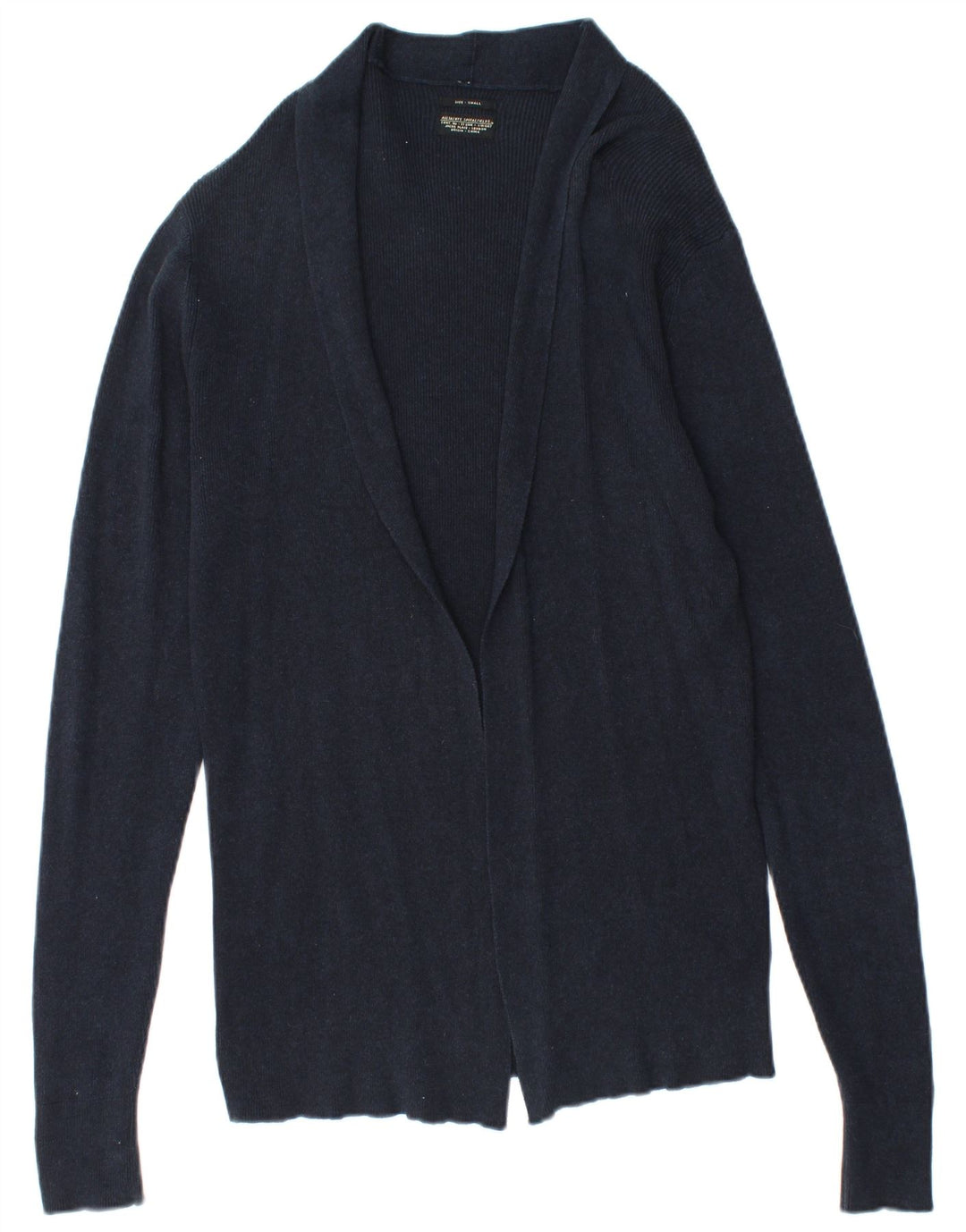 ALL SAINTS Suéter tipo cárdigan abierto para mujer UK 10 Small Azul marino Algodón