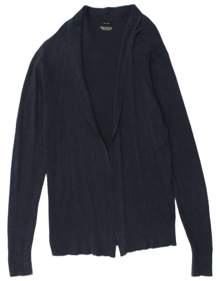 ALL SAINTS Suéter tipo cárdigan abierto para mujer UK 10 Small Azul marino Algodón