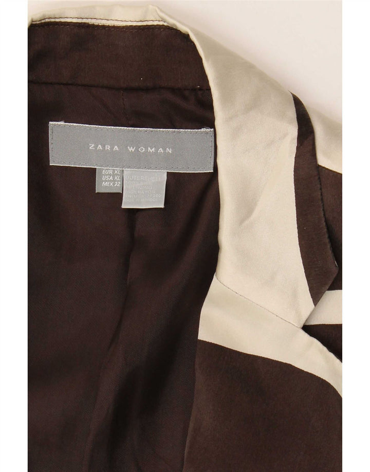 Zara Mujer Chaqueta Blazer De 1 Botón UK 40 XL Marrón Colorblock