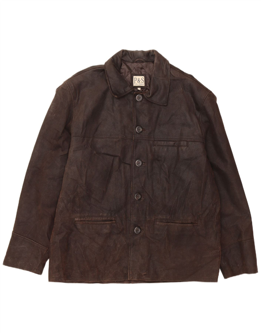 VINTAGE Chaqueta de cuero para hombre Reino Unido 42 XL Cuero marrón