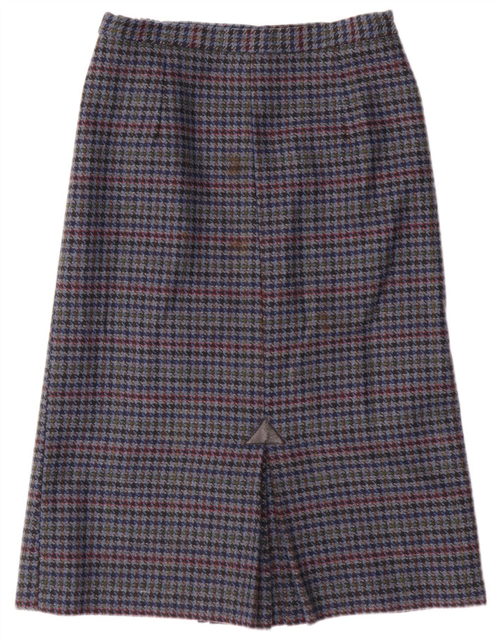 Falda lápiz vintage para mujer Reino Unido 14 Mediano W28 Pata de gallo azul