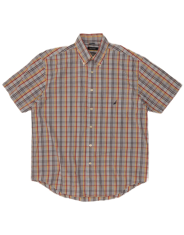 Nautica Camisa De Manga Corta Para Hombre De Algodón Con Cuadros Multicolores Grandes
