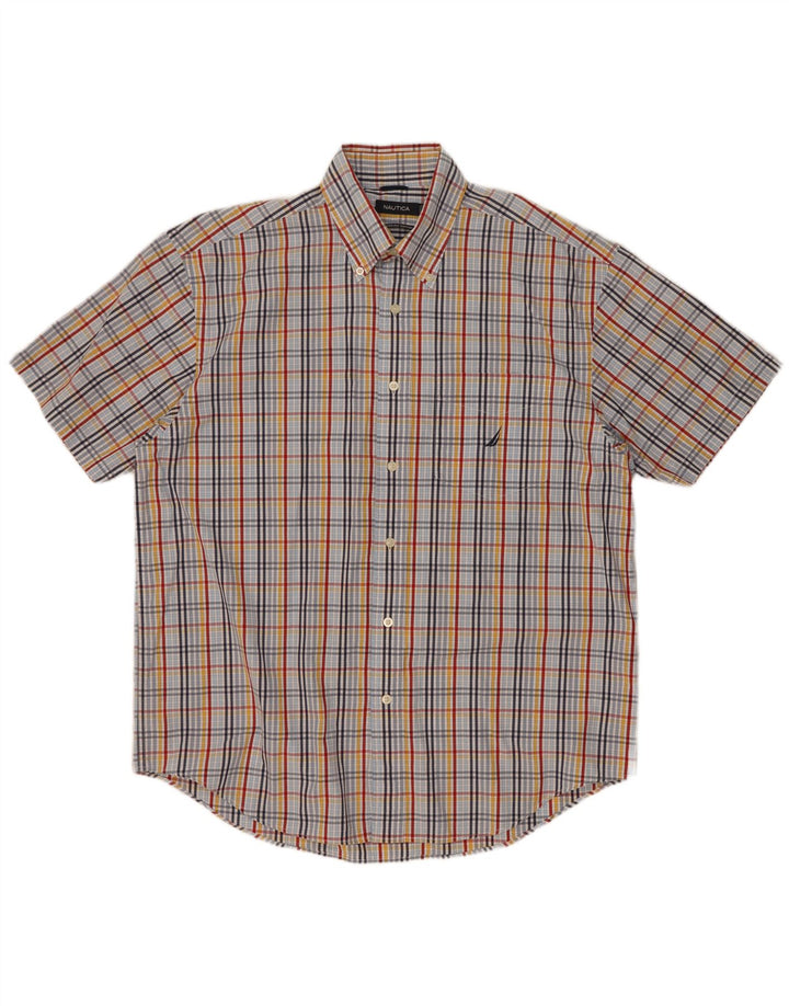 Nautica Camisa De Manga Corta Para Hombre De Algodón Con Cuadros Multicolores Grandes
