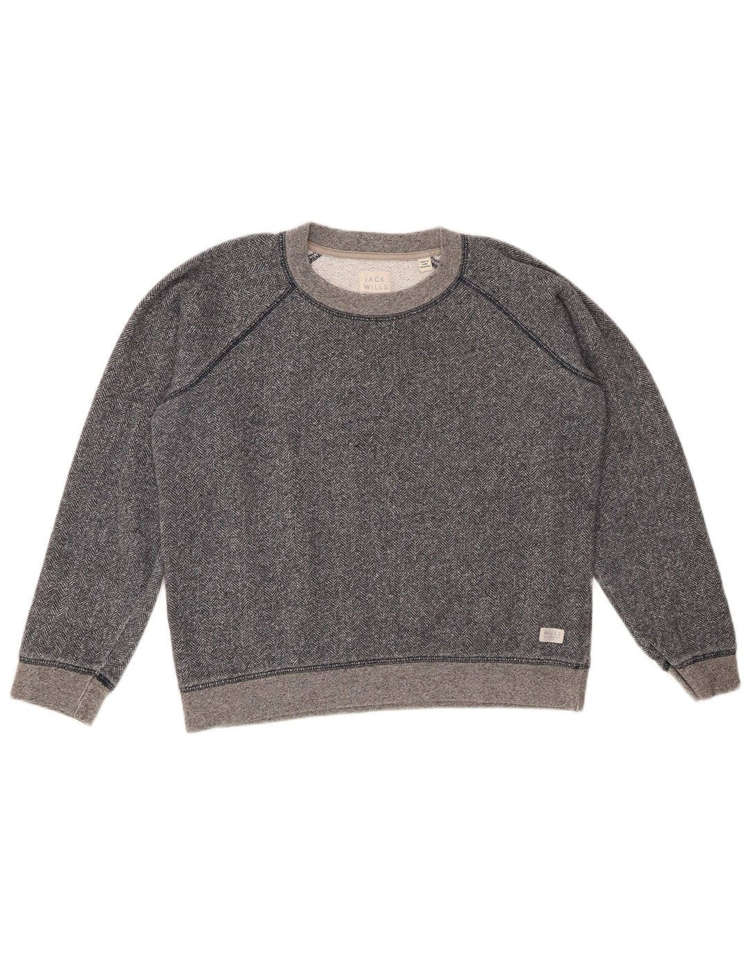 JACK WILLS Sudadera corta para mujer Jumper UK 12 Medium Azul marino moteado