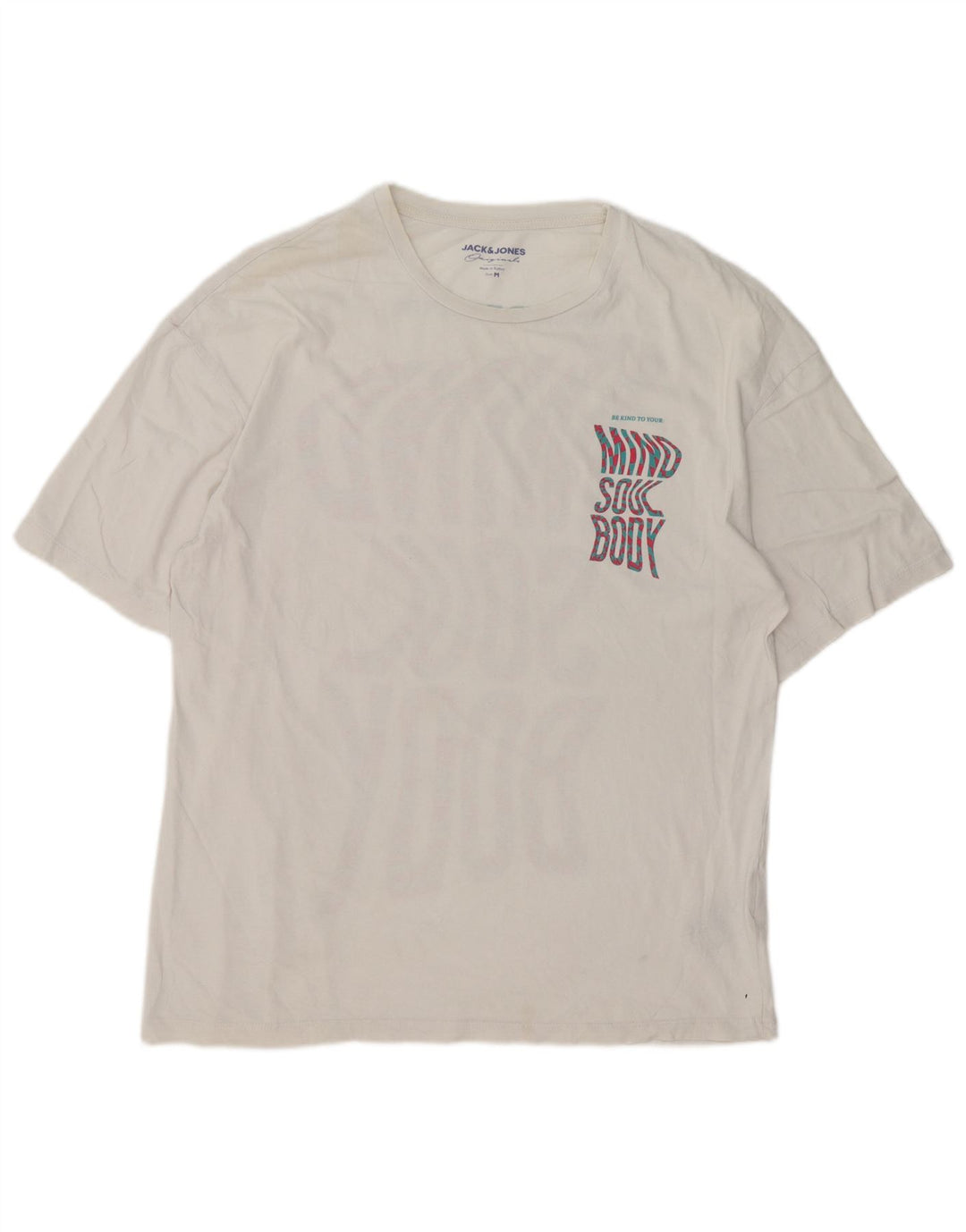 Jack & Jones Hombre Camiseta Gráfica Top Medium Blanco Algodón