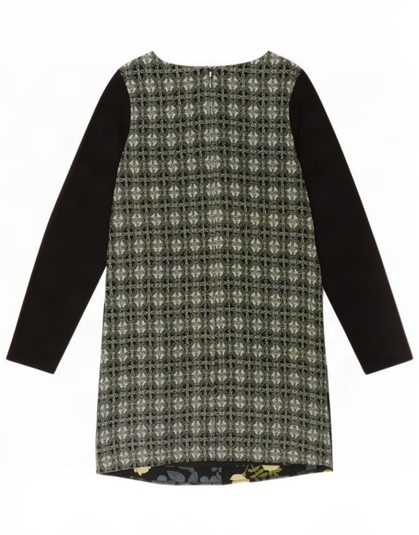 Rene Derhy Vestido tubo de manga larga para mujer UK 40 XL Viscosa floral negra