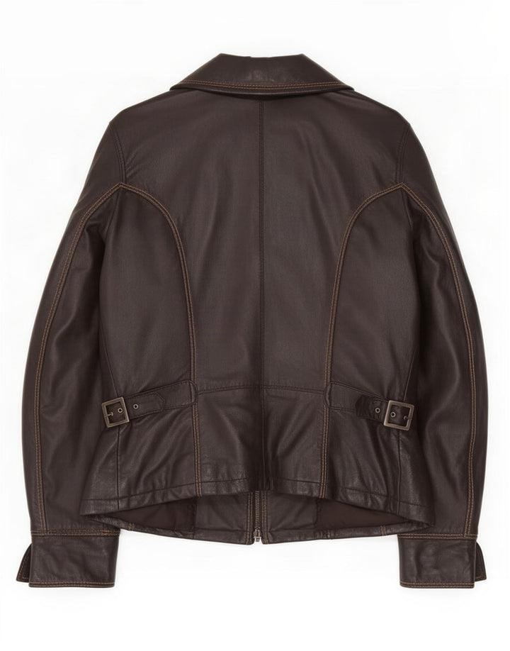 Chaqueta de cuero vintage para mujer IT 44 Marrón medio