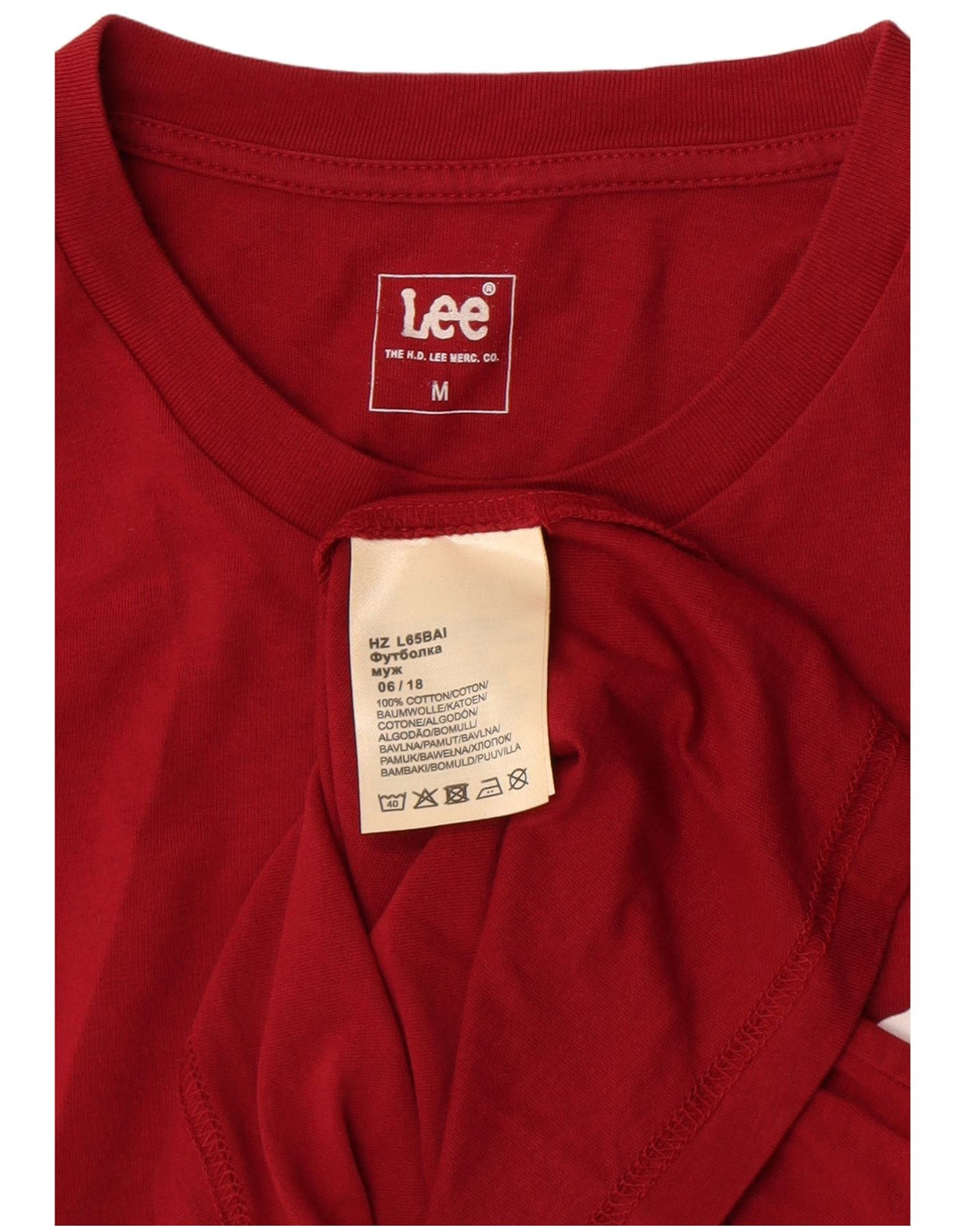 Lee Hombre Camiseta Estampada De Manga Larga De Algodón En Burdeos Medio