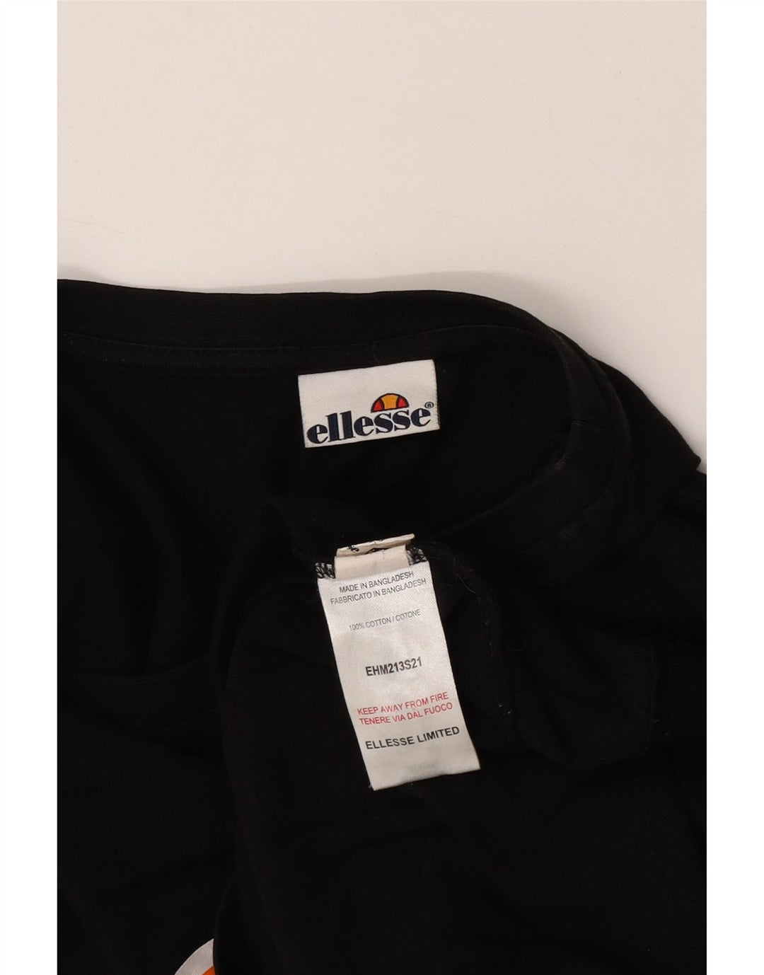 Ellesse Hombre Camiseta gráfica Top Medium Black Colourblock Algodón