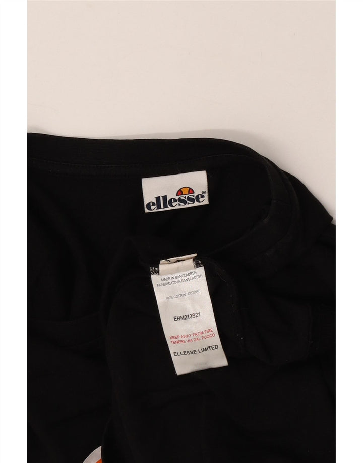 Ellesse Hombre Camiseta gráfica Top Medium Black Colourblock Algodón