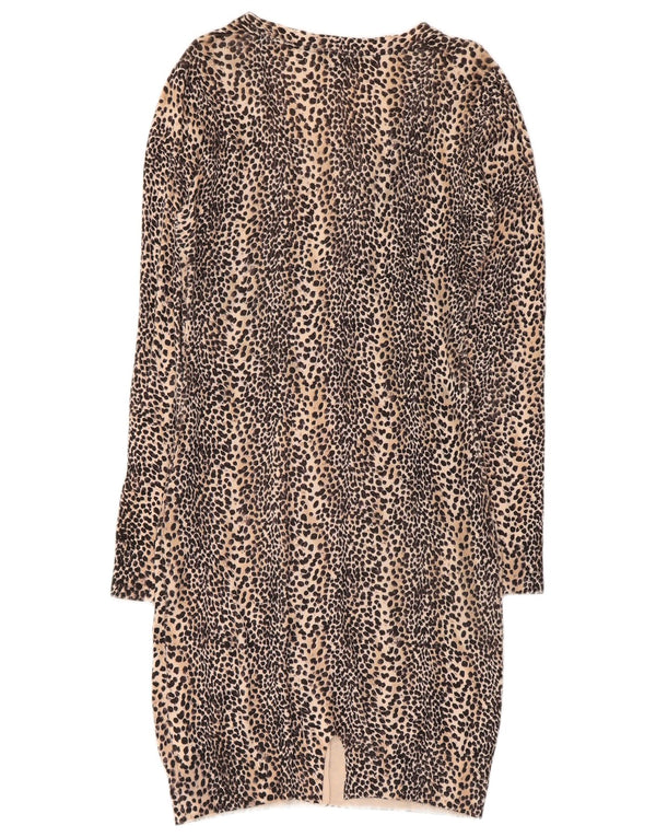 Guess Vestido tipo jersey de manga larga para mujer UK 42 Estampado animal beige medio
