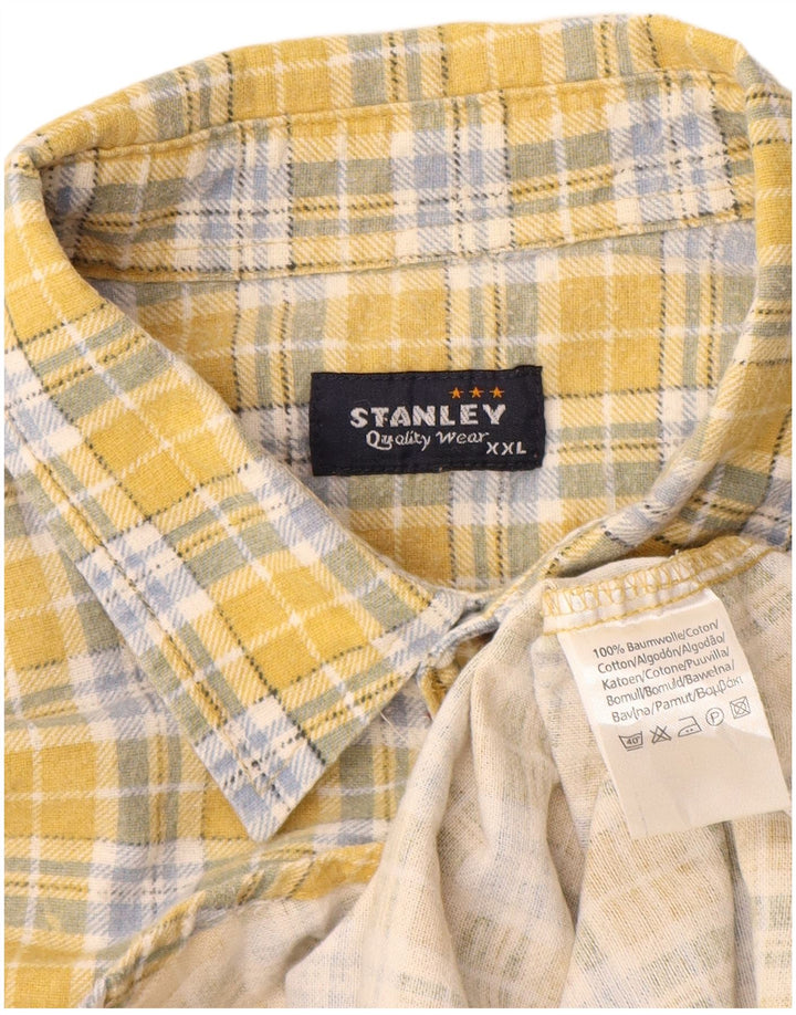 Stanley - Camisa de franela para hombre, talla 2XL, algodón a cuadros amarillos