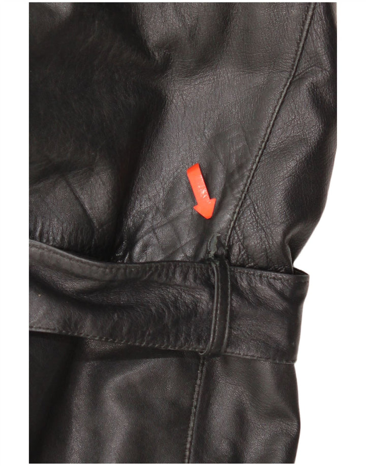 Vintage mujer chaqueta de cuero Reino Unido 16 cuero negro grande