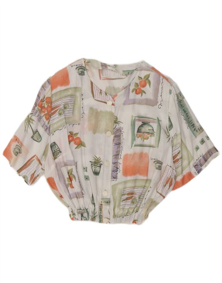 VINTAGE Mujer Patrón Abstracto Camisa Blusa IT 44 Medio Multicolor