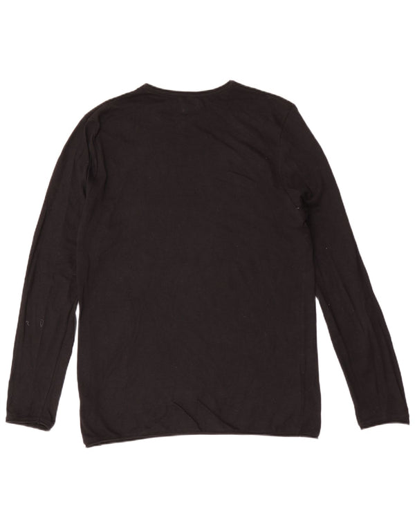 Zara Hombre Top Manga Larga Grande Algodón Negro