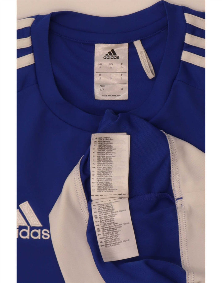 Adidas Hombre Climalite Camiseta Top Pequeño Azul Colorblock Poliéster