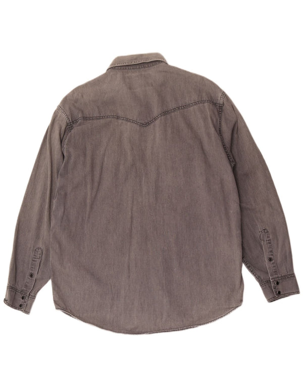 Wrangler Camisa Vaquera Para Hombre Algodón Gris Grande