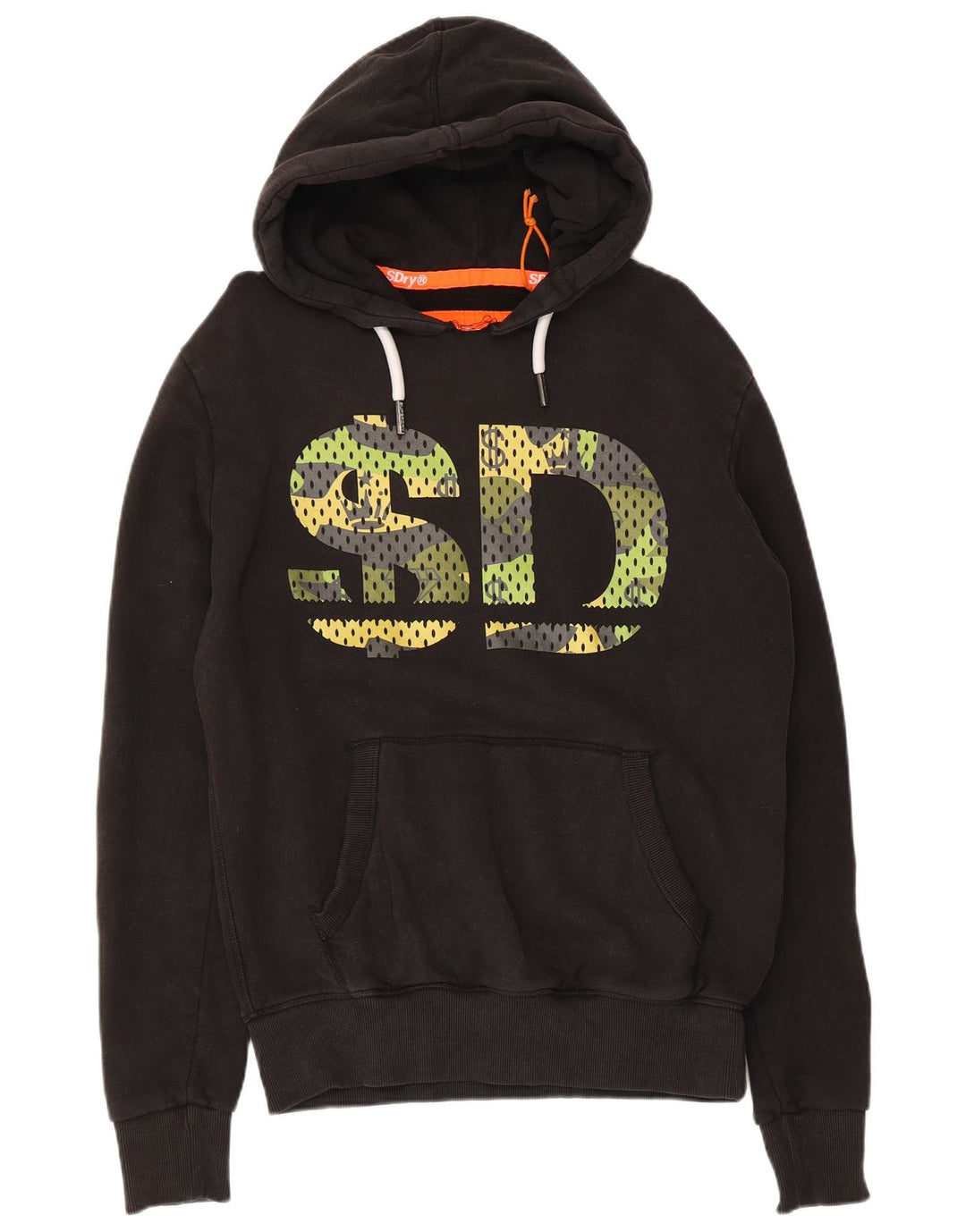 Superdry Jersey con capucha gráfica de algodón negro mediano para hombre