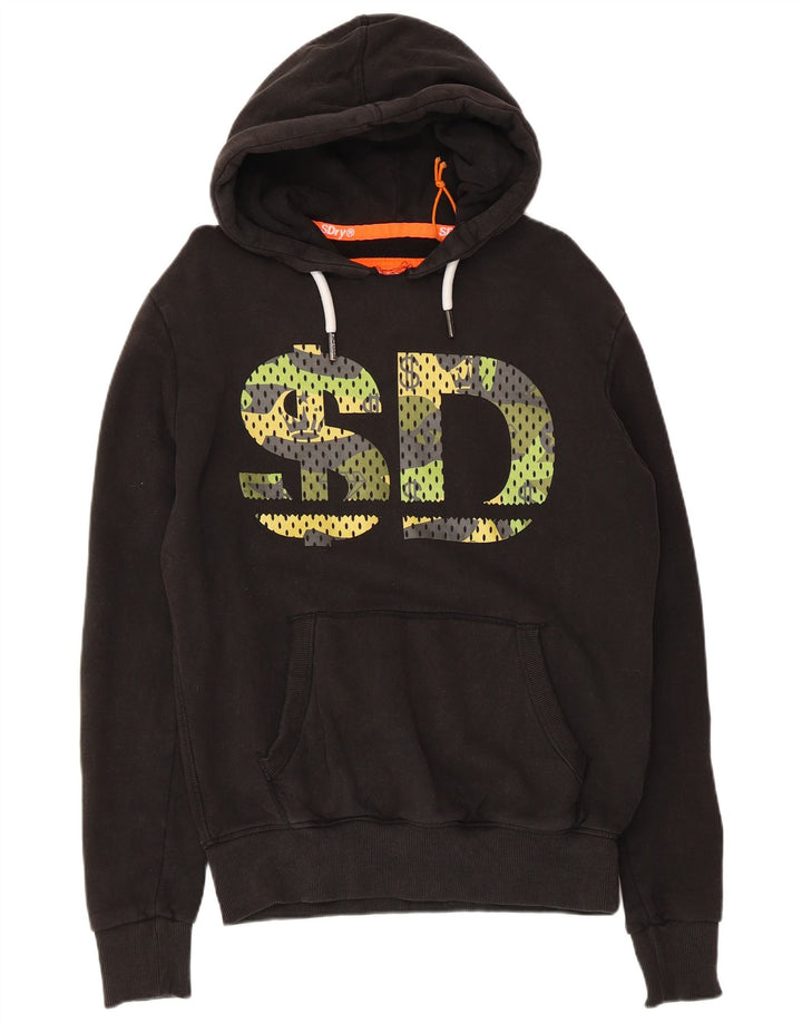Superdry Jersey con capucha gráfica de algodón negro mediano para hombre