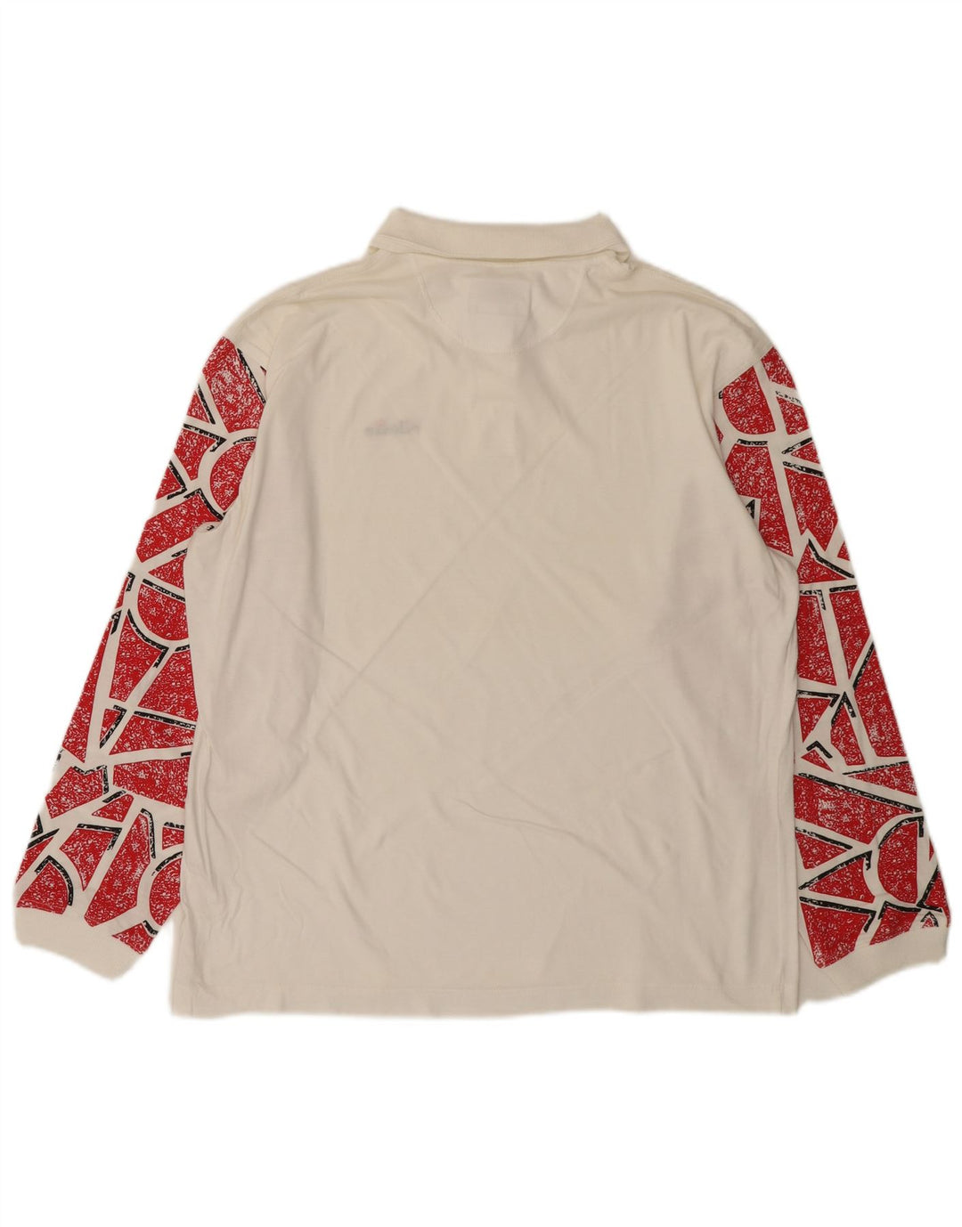 ELLESSE Polo De Manga Larga Para Hombre IT 50 Algodón Geométrico Blanco Medio