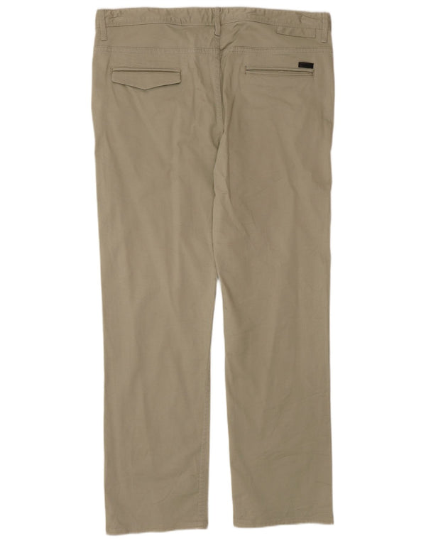 Zara Pantalón chino recto para hombre EU 44 Large W34 L30 Algodón beige