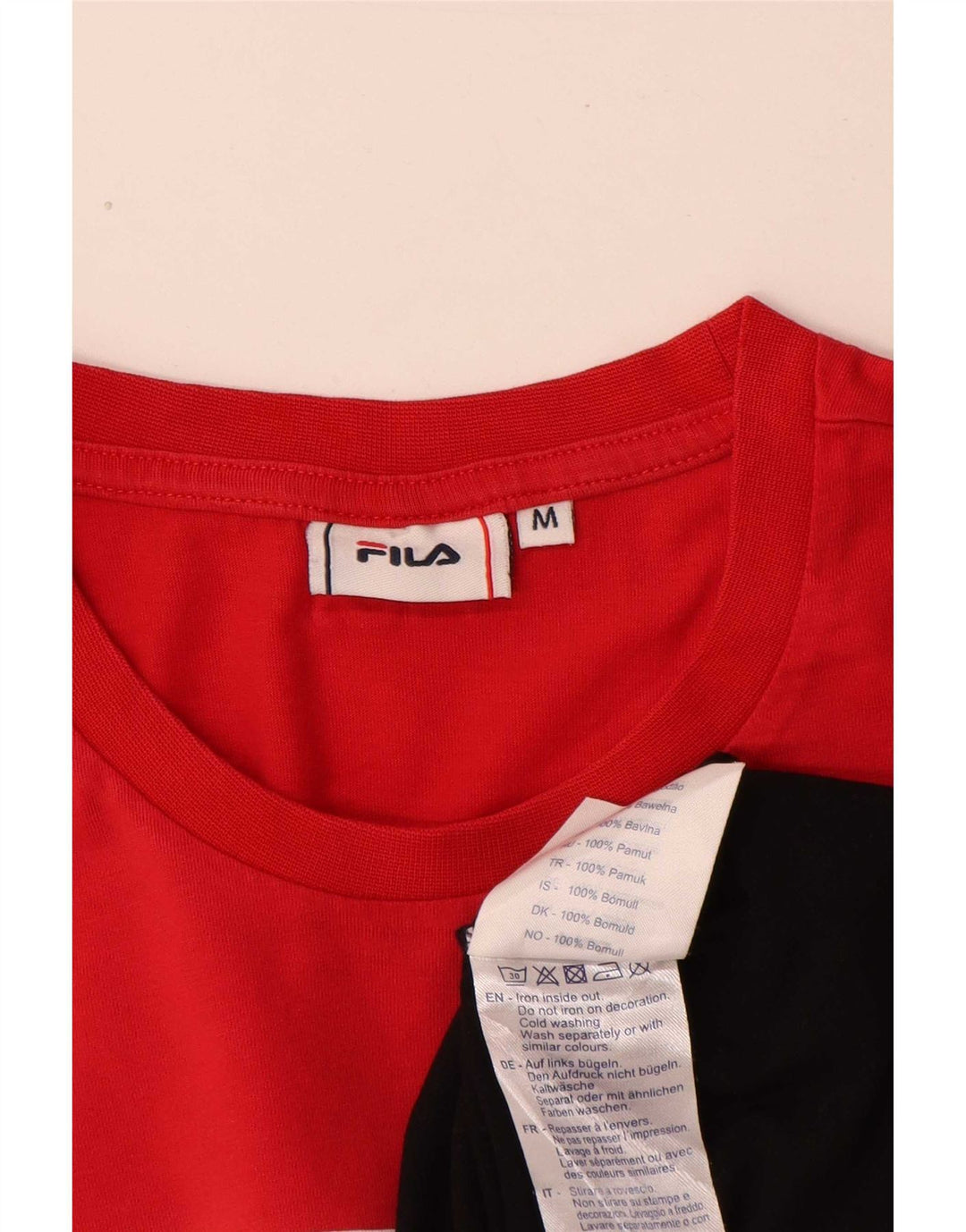 Fila Camiseta gráfica para hombre Top mediano de algodón con bloques de color multicolor
