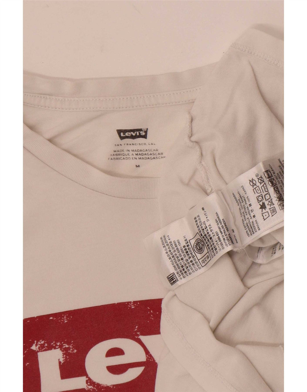 Levi's Camiseta gráfica para mujer Top UK 44 Algodón blanco mediano