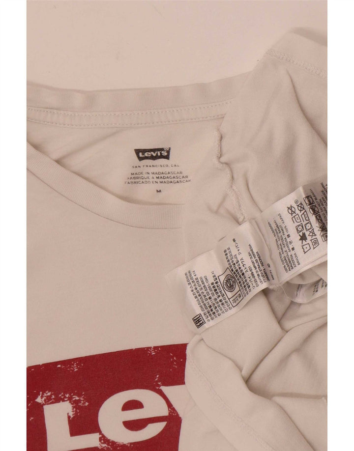 Levi's Camiseta gráfica para mujer Top UK 44 Algodón blanco mediano